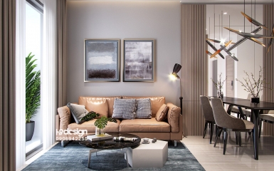 THIẾT KẾ NỘI THẤT CĂN HỘ 2 PHÒNG NGỦ NOVALAND HỒNG HÀ 
